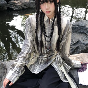 衬衣衬衫 小众飘带男女长袖 复古高级衬衫 地心引力新中式