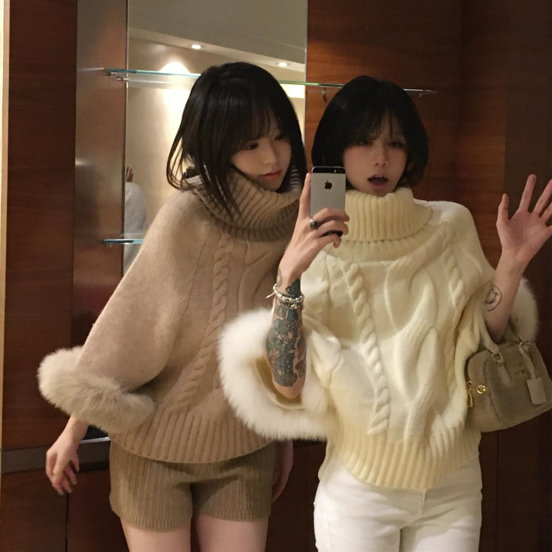 复古慵懒风毛毛高领毛衣外套女秋冬新款高级感披肩斗篷针织衫上衣
