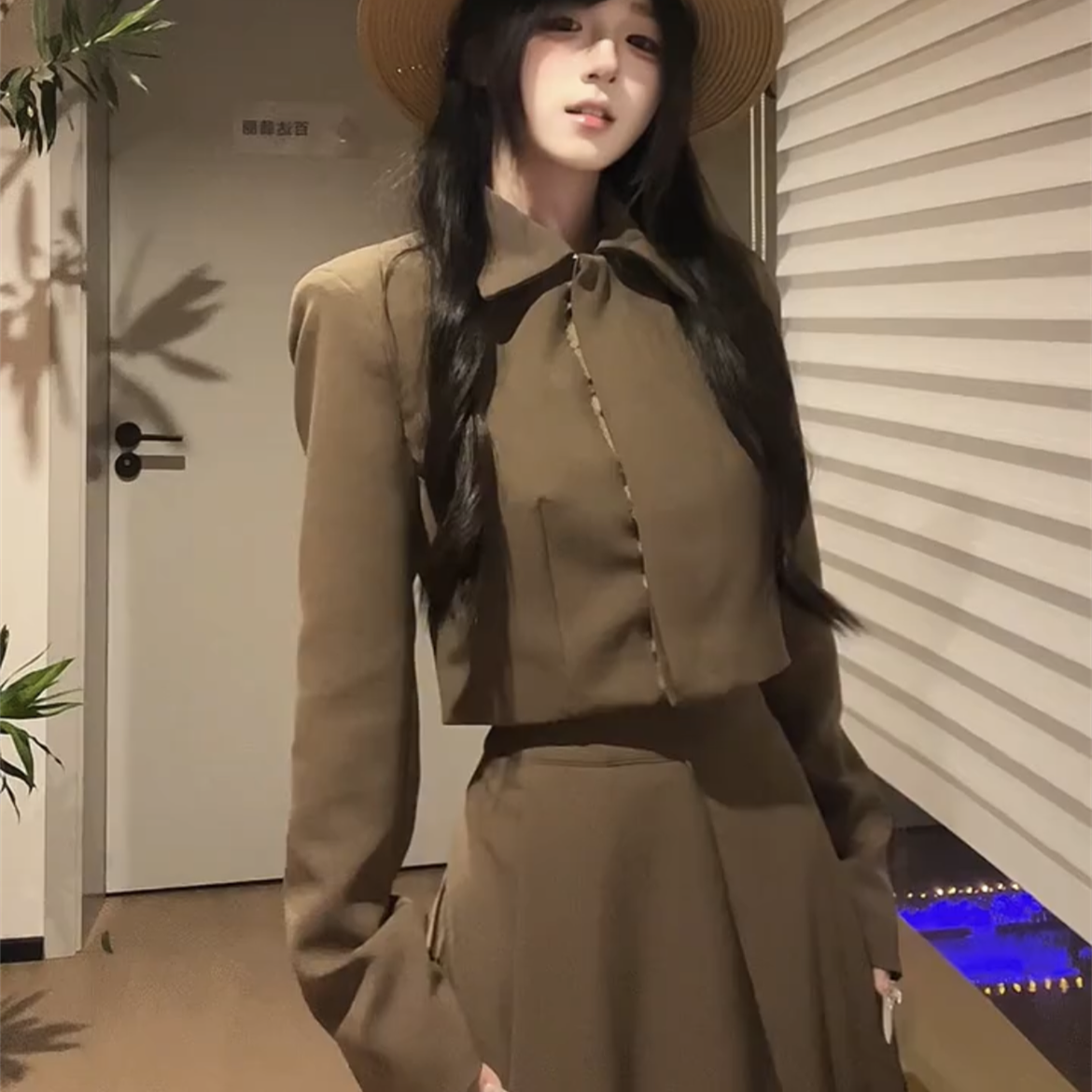 富家千金风套装秋小香风外套长裙