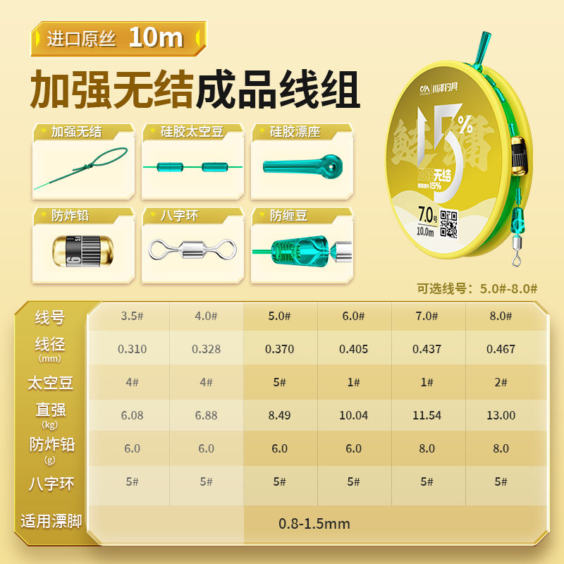 川泽无结大物线组成品主线绑好台钓鱼线超强拉力鲢鳙青草鳊翘线组
