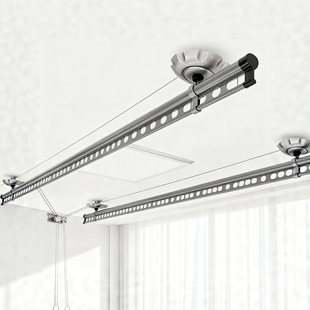 铝合金双杆升降晾衣架阳台手摇器晾衣杆自动家用手动顶装晒衣架单