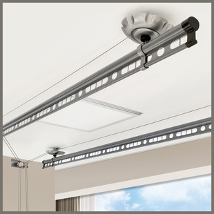 铝合金双杆升降晾衣架阳台手摇器晾衣杆自动家用手动顶装晒衣架单