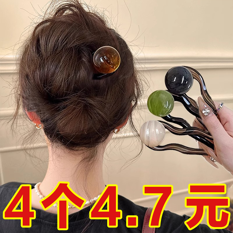 夏天清爽丸子头神器盘发发簪新款