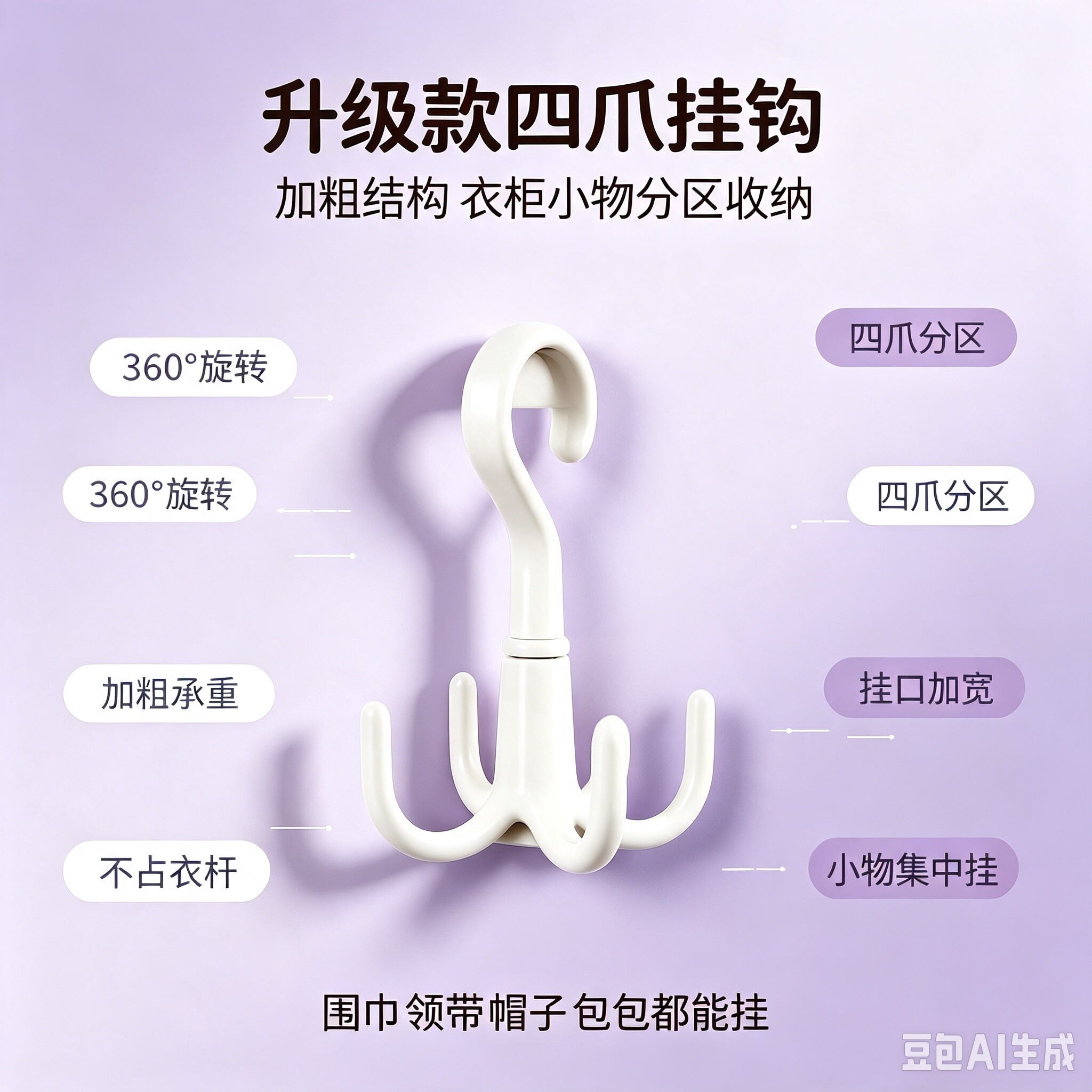加厚可旋转四爪收纳挂架