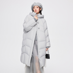 气质时尚 新款 减龄显瘦 连帽羽绒服女2024秋季 MIXMAX休闲百搭中长款