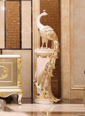 厂家孔雀大型落地电视柜摆件欧式轻奢高档客厅玄关乔迁礼物装饰品