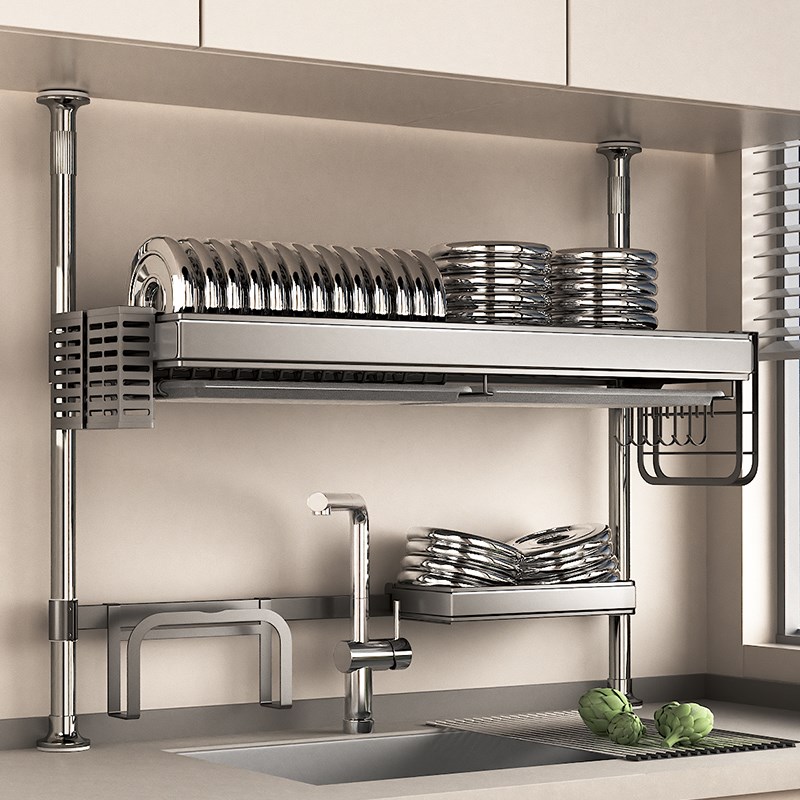 顶天立地厨房置物架水槽架沥水架洗碗槽水池洗菜盆上方放碗碟收纳