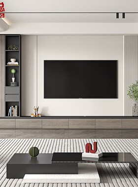 意式轻奢风电视柜落地收纳储物柜一体客厅家用展示柜小户型4D105