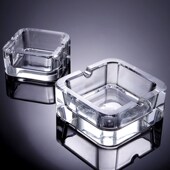 时尚 客厅 茶几摆放透明水晶烟灰缸办公室前台方形小型烟缸家用