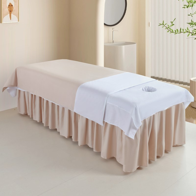 美容床床单美容院隔脏被套三件套全棉按摩床趴洞巾纯色防尘罩