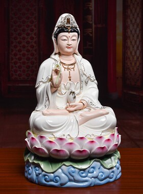 快速发货【感恩回馈8折】陶瓷观音菩萨佛像O家用供奉摆件祥云观世