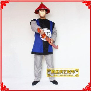 清士兵官兵帽 汉服 快速发货古代士兵服舞台r演出表演服 清兵古装