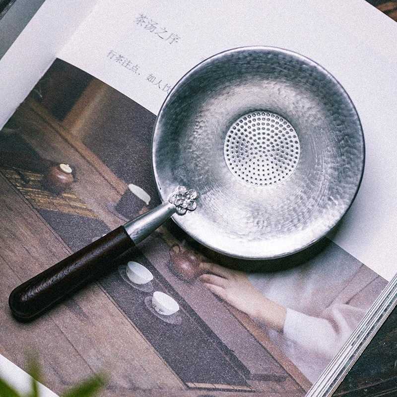 好货纯锡茶漏实木手柄茶隔滤网公道杯过滤器功夫茶具