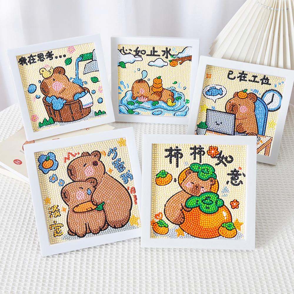 卡皮巴拉钻石贴画儿童手工diy材料包满钻幼儿园学生点砖石画礼物