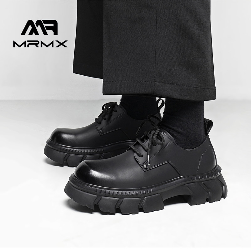 MRMX皮鞋男2025新款休闲真皮商务正装高级感大头增高厚底德比鞋,流行男鞋,休闲皮鞋,淘宝优惠券,粉丝福利购,淘宝优惠卷