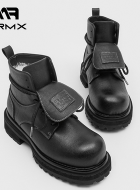 MRMX隐形内增高7CM秋季2025新款厚底秋冬中筒短靴情侣款马丁靴男