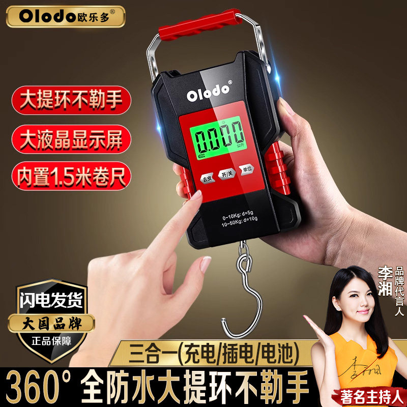 防水手提电子秤高精度称重器便携式50kg随身小秤户外钓鱼专用钩称