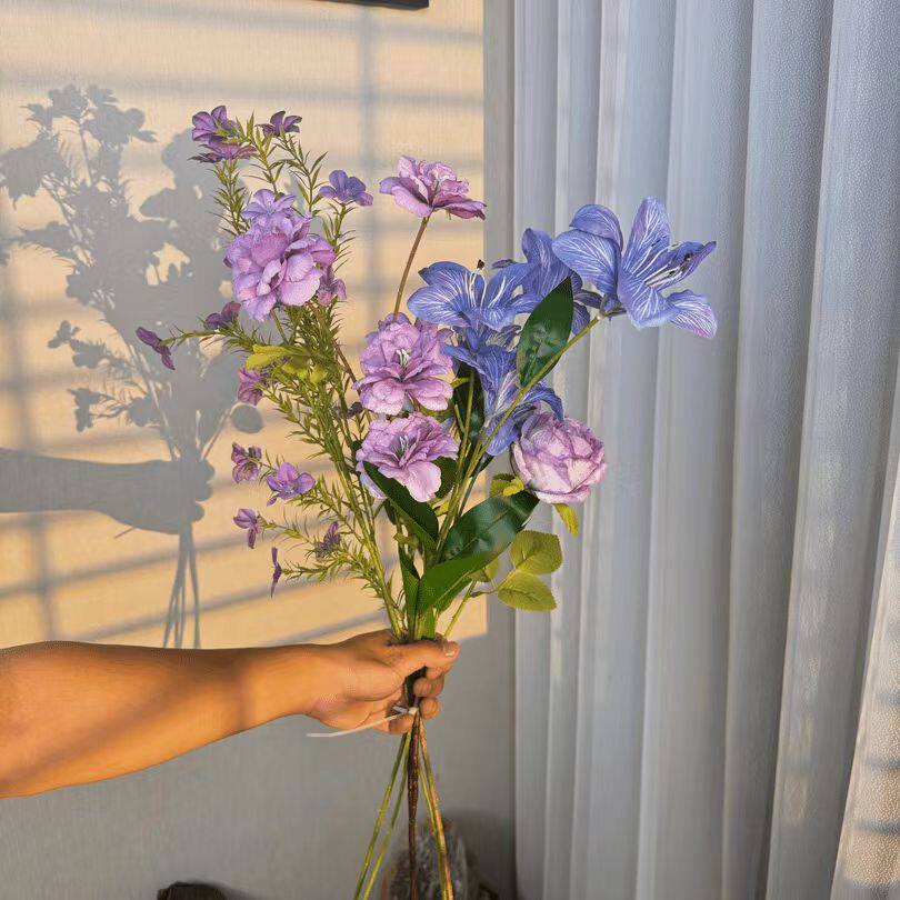 仿真花束假花蓝紫色莫奈花园客厅仿真花/假花