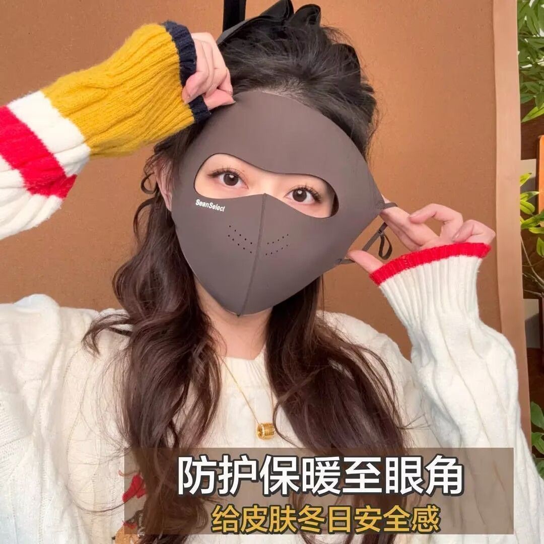 秋冬天加绒保暖脸基尼3D全脸防寒骑车透气防风面罩不蹭妆口罩面罩