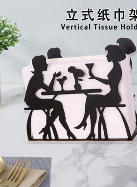厂家简约金属铁艺纸巾架桌面收纳架人物纸巾架创意镂空家居