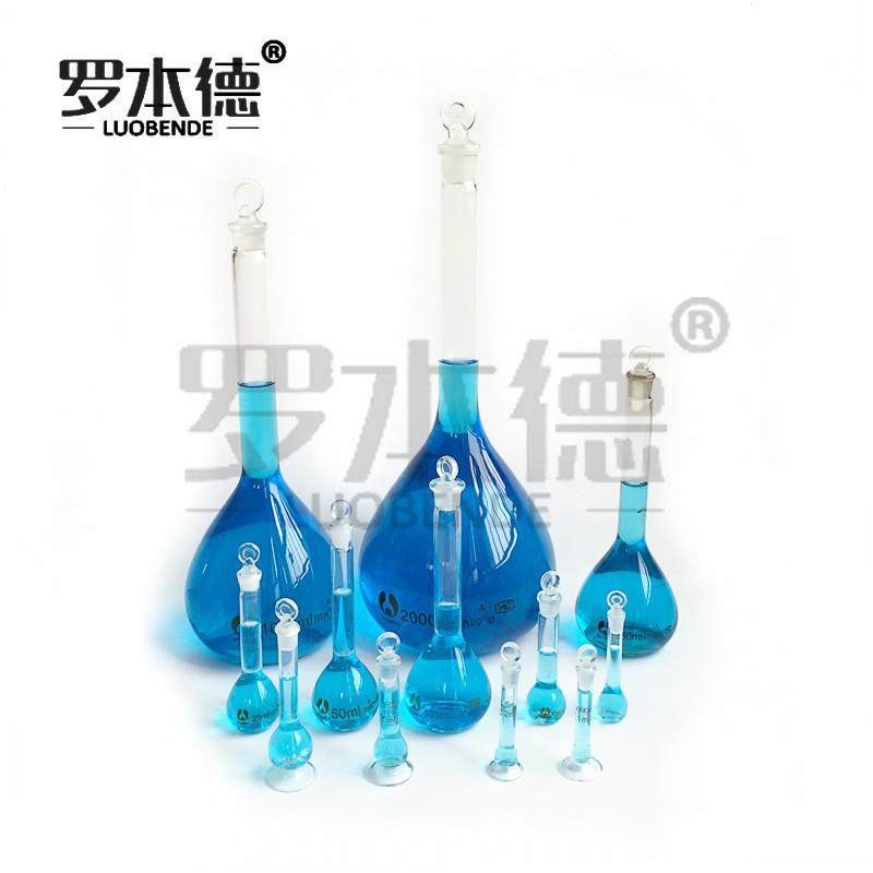 透明容量瓶12501002000ml具塞磨砂口玻璃瓶有底座容量瓶