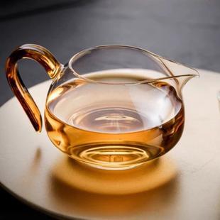 公杯加厚耐高温玻璃公道杯功夫茶具茶壶茶道杯茶海绿玉引把