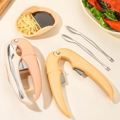 三锐吃螃蟹工具三件套套装304蟹叉大闸蟹拆蟹用具剥蟹剪刀含碟子