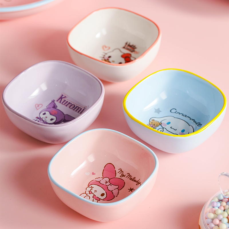 库洛米小号陶瓷碗可爱儿童饭碗釉下彩三丽鸥家用小吃碟好看蘸料碟