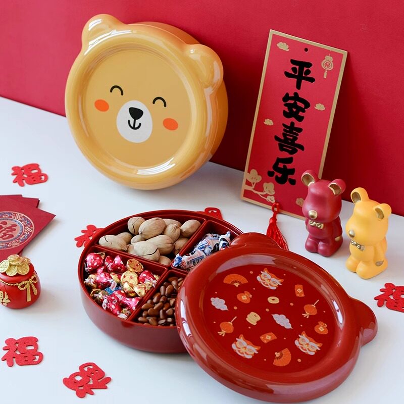 2025新款小熊水果盘家用客厅茶几糖果盒高颜值卡通干果零食收纳盘