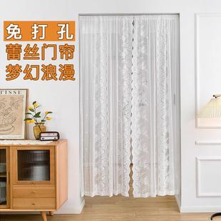 蕾丝免打孔纱帘伸缩杆门帘小窗户遮挡短帘餐厅卧室家用纱帘 法式