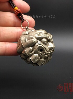 仿古铜铃铛 白铜铃铛挂件 创意兽面小铃铛仿老铜铃铛
