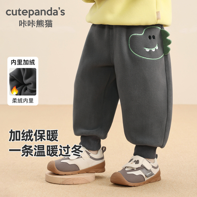 咔咔熊猫婴儿加绒长裤子秋冬款