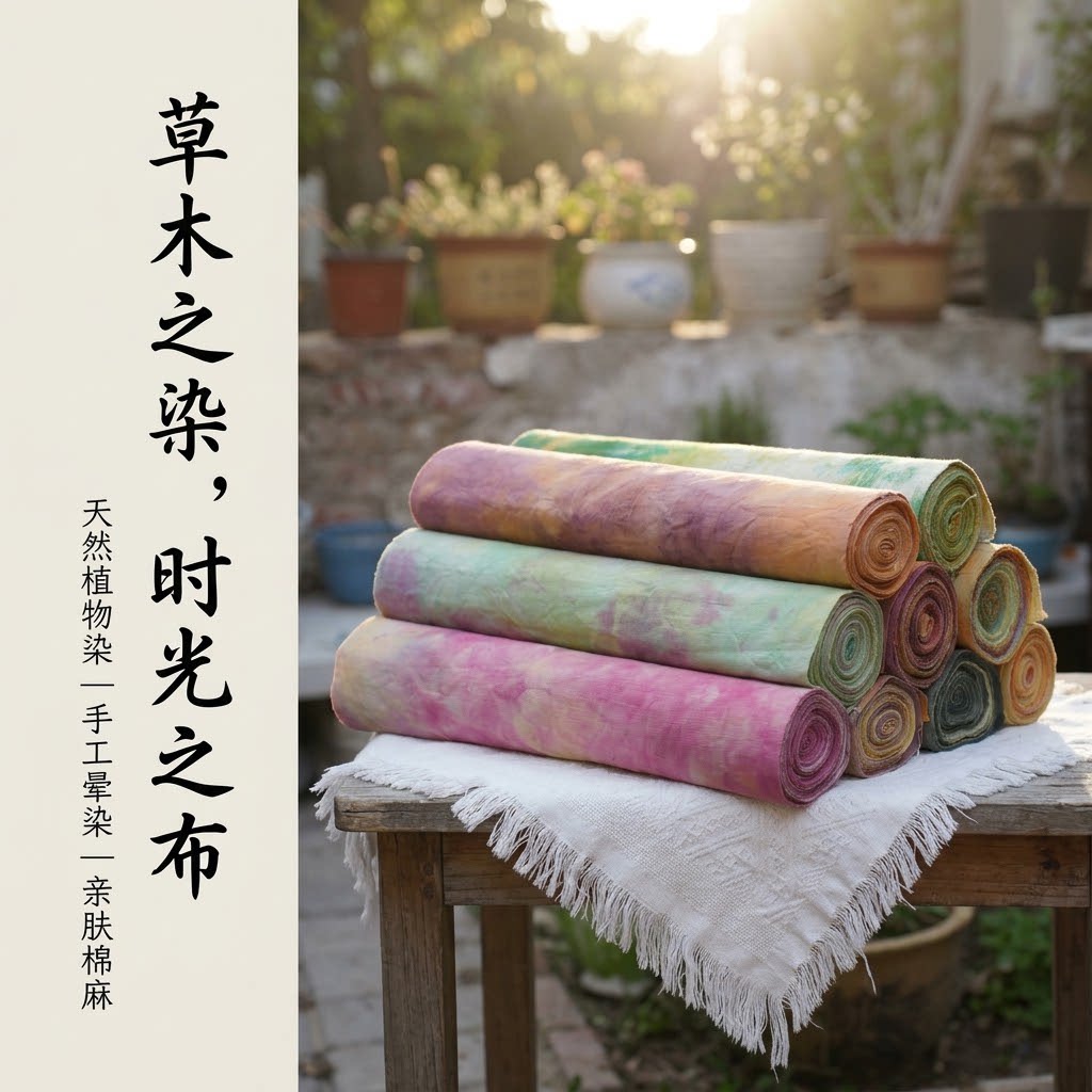 秋娘布业手工天然植物染布棉麻纯棉布diy手工中国风古风拼布布头