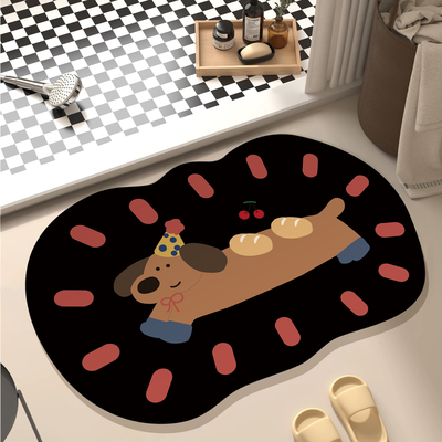 卡通浴室地垫防滑耐脏硅藻泥吸水速干软垫卫生间厕所门口脚垫异形