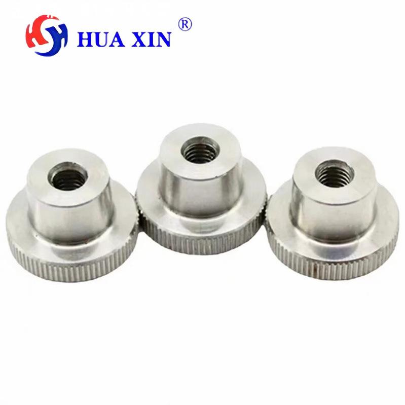 304不锈钢高头滚花台阶螺母DIN466手拧螺帽滚花圆螺母MM4M5M6M8