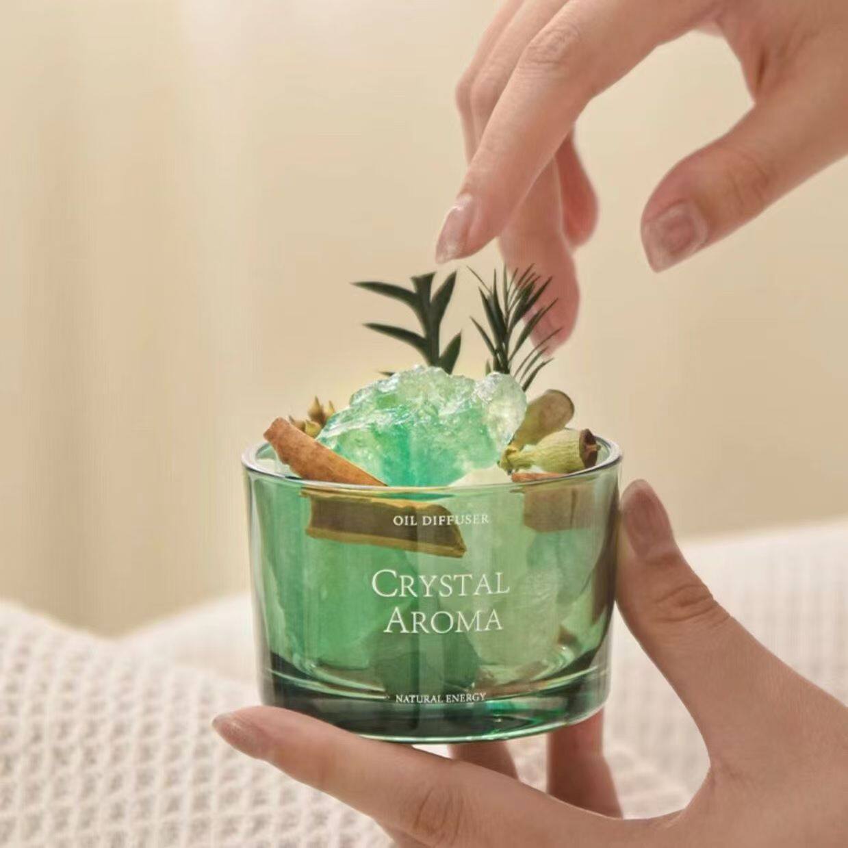 肉桂招财聚财居家入户摆件香薰扩香石精油卧室留香玻璃干花容器瓶