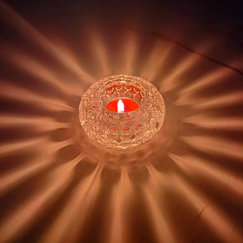 水晶玻璃烛台家居装饰摆件节日浪漫烛光晚餐蜡烛杯香薰耐高温底托