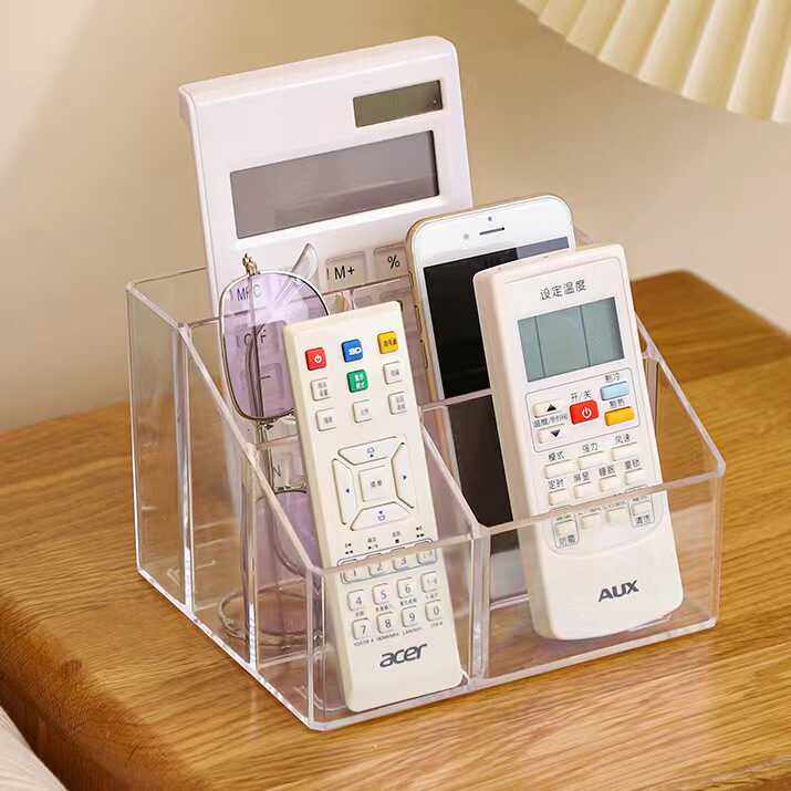 透明手机电视空调遥控器收纳盒客厅茶几桌面整理盒家用床头置物架,收纳整理,桌面收纳盒,淘宝优惠券,粉丝福利购,淘宝优惠卷