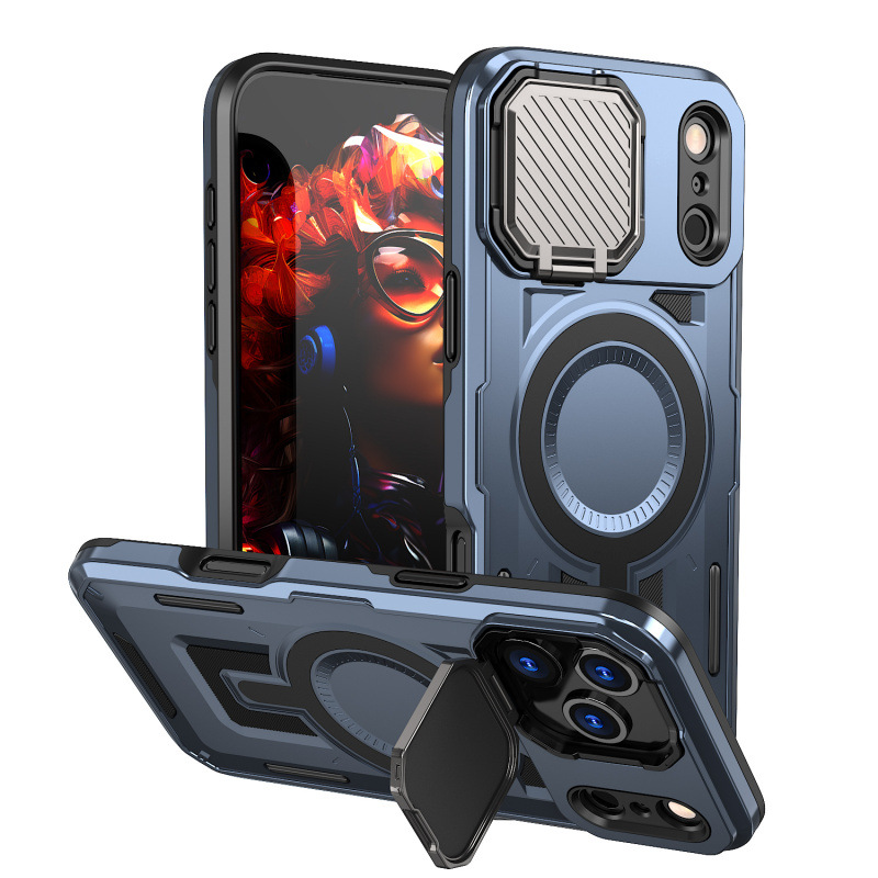 适用苹果17手机壳iPhone16promax镜头支架磁吸充电15Plus商务轻薄