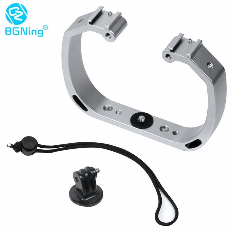 BGNing相机双头热靴补光灯手持支架适用GoPro/小蚁/山狗自拍摄影
