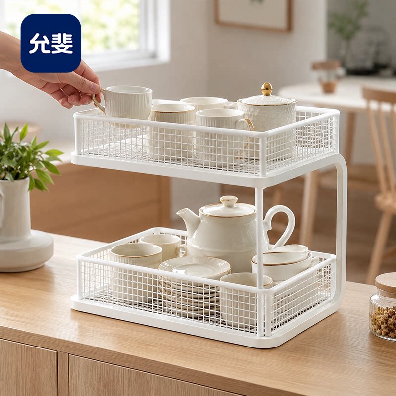 桌面置物架杯架餐桌餐边柜杯子收纳神器零食玄关台面多层茶包茶杯图片