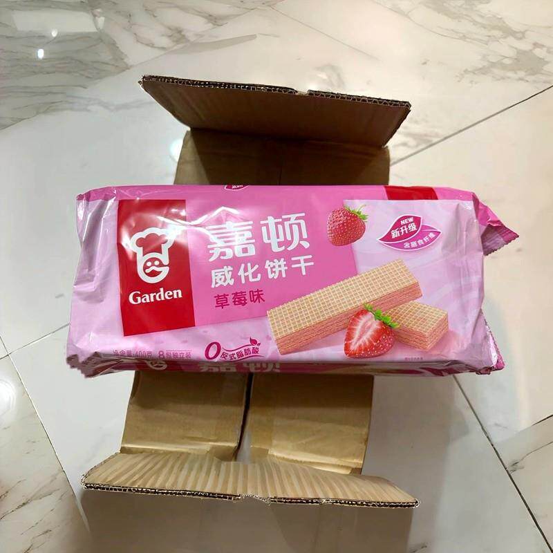 -嘉顿饼干400g独立花生巧克力草莓味网红点心休闲香脆夹心威化整