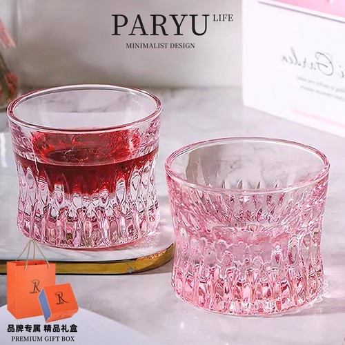 PARYU粉色水晶威士忌酒杯