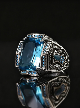 欧美复古个性时尚红宝石戒指男款戒子饰品指环哥特风