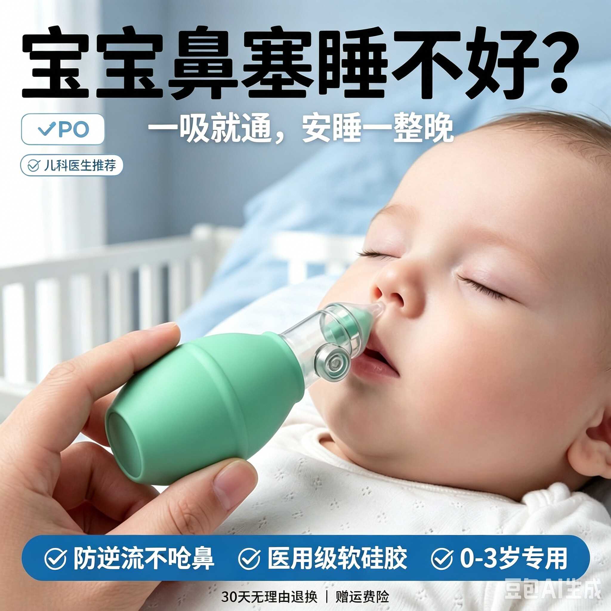 宝宝吸鼻器婴儿鼻屎清洁新生婴幼儿童专用鼻塞通鼻子清理鼻涕神器