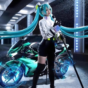 赛车初音未来Racing Miku cosplay假发女生长款直发cos二次元学生
