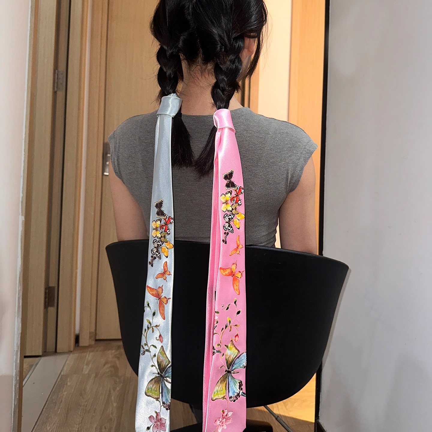 y2k千禧辣妹多用途diy个性涂鸦绸缎丝滑领带韩版原宿复古亚比领结