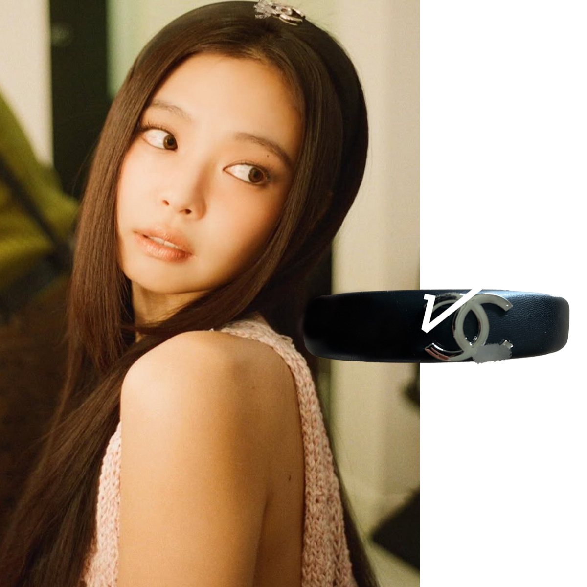 jennie同款黑色小香发箍