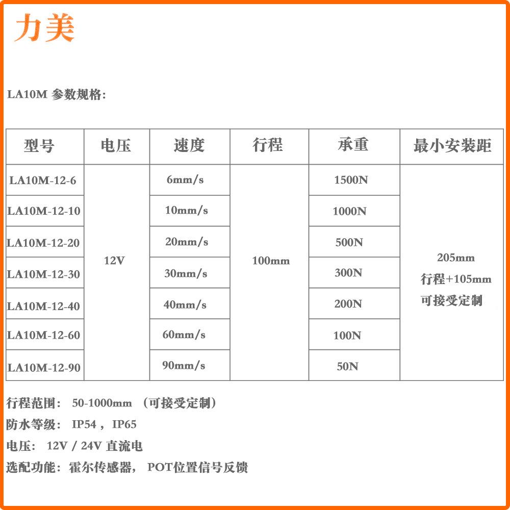1m2V200m行程00N承重30mm度汽车推杆直流电动推速3杆540CE认证