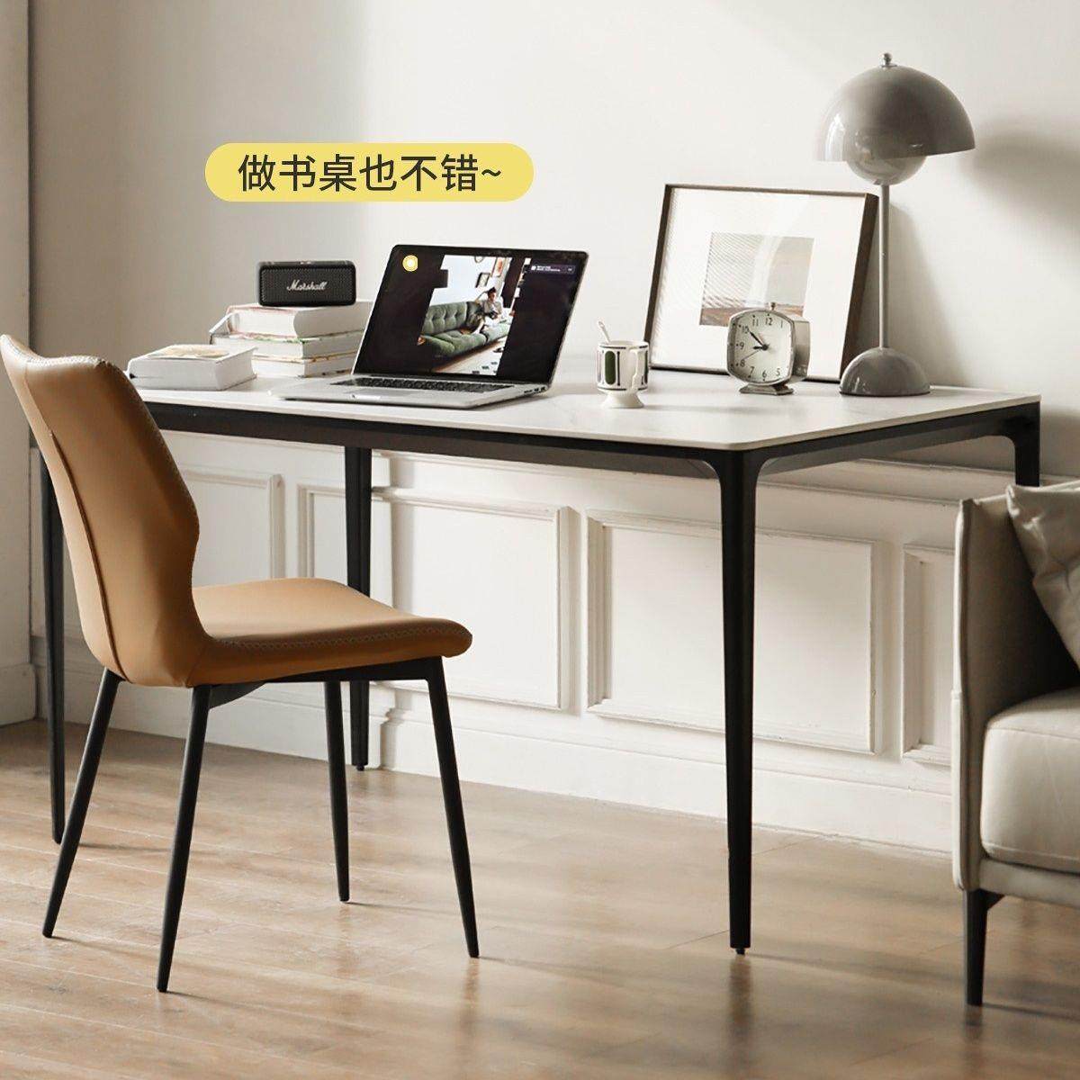 见详情网德利丰岩板餐桌椅组合轻红奢约现代简小户型长形家方用饭